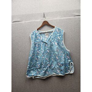 Anthony Richards Womens Paisley Print Sleeveless smock Button-Front Top